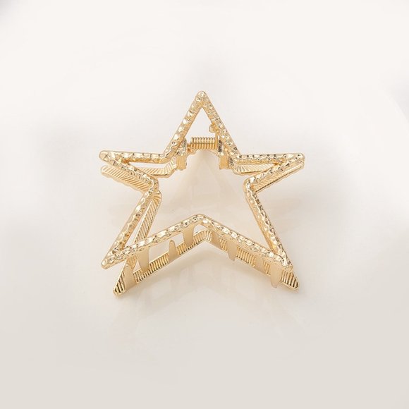 Combination of 5 Gold Hair Clip Shark Clip - Picture 2 of 5